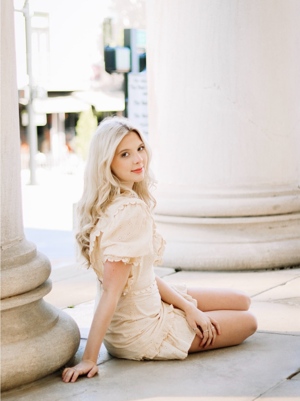 Yellow Eyelet Ruffle Mini Dress - Women